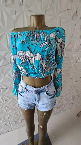 Blusa cigana ciganinha verde tamanho P