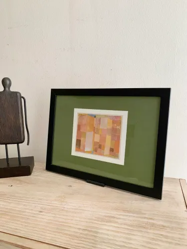 paul klee -  quarry at ostermundigen - arte abstrata emoldurada 24 x 32 cm - quadro