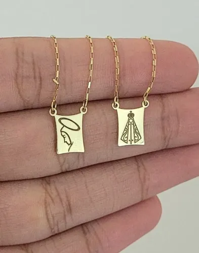 Escapulário Personalizável N. Senhora Ouro 18k