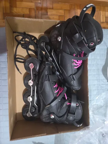 patins line 4 rodas semi profissinal tamanho 40/41 c/ proteções inclusas 