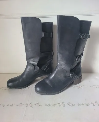 Bota couro preto c/ abertura total My Shoes n° 40