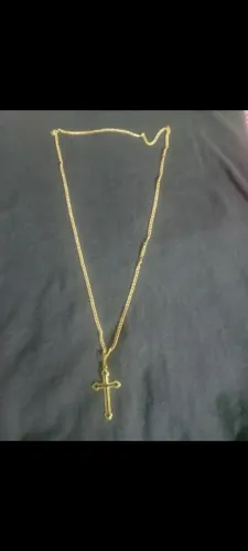 Cordão masculino Piastrini de 2mm+Pingente de Cruz vazada de Moeda antiga*novo*!