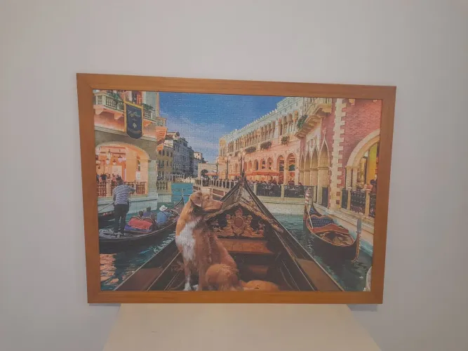 Quadro de quebra cabeça figura cachorro em veneza
