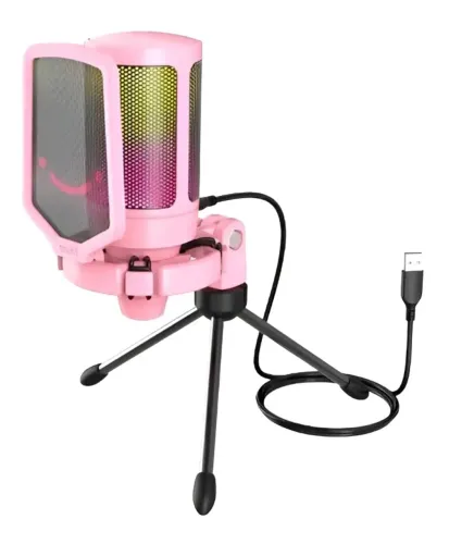 Microfone Condensador Fifine A6v Cardioide Rosa Gamer Usb