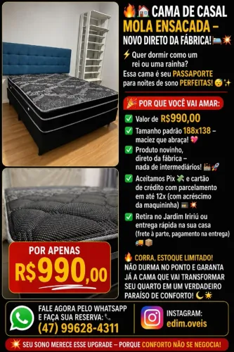Cama de casal mola ensacada nova !