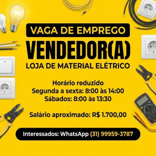 Vendedor Horario Reduzido ~ R$1700,00