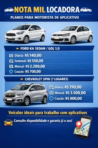 LOCAÇÃO DE CARROS E VAN 