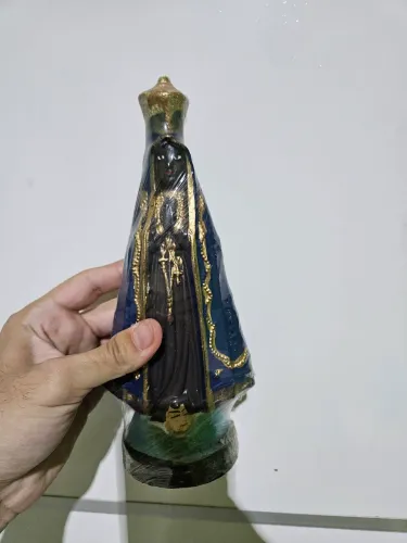 Imagem de Nossa Senhora Aparecida - Com Coroa Dourada e Manto Azul Marinho