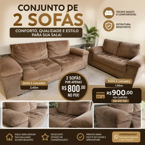 Jogo de sofá 2 e 3 lugares