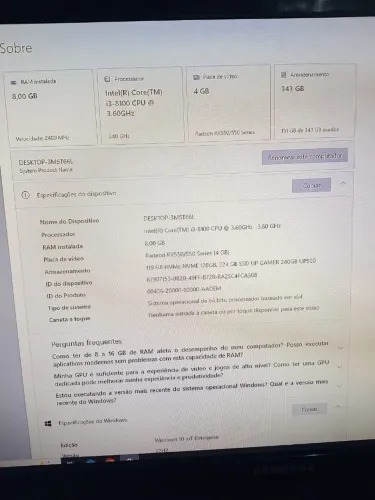 Vendo Pc completo com mesa cadeira mause teclado controle x box 360 monitor ssd24oGB