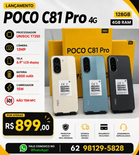 Poco C81 PRO 4G 128+4 Lacrado Entregamos Grátis Garantia