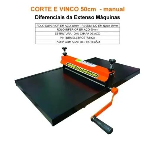 Máquina de cortar e vinco manual da Extenso Máquinas, mais 4 faças de corte caixa de anive