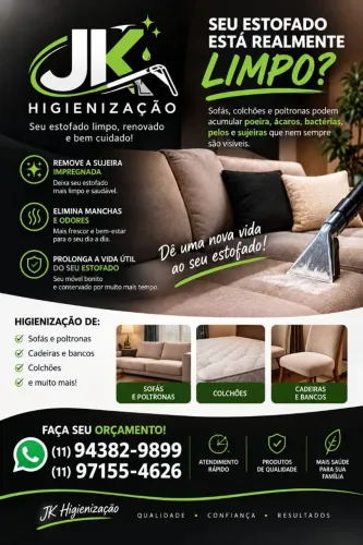 JK HIGIENIZAÇÃO - LIMPEZA E HIGIENIZAÇÃO DE ESTOFADOS