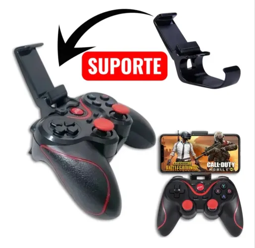 Controle Com Suporte Para Celular Sem Fio Bluetooth Preto/vermelho