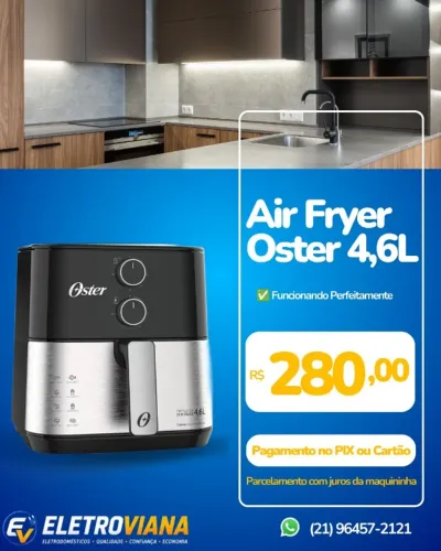 Air Fryer Oster 4,6L - NOVA (Sem Uso!)