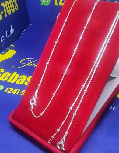 Gargantilha Prata 925 Com 45 cm 2,7 gramas 45 cm Bolinha 2 mm pulseira 0.80 grama 19 Cm Bo