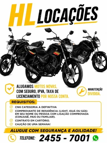 Alugamos motos novas