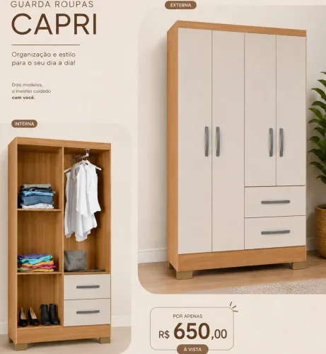Guarda roupa novo capri 650