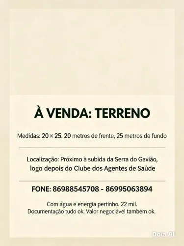 Vende se um terreno