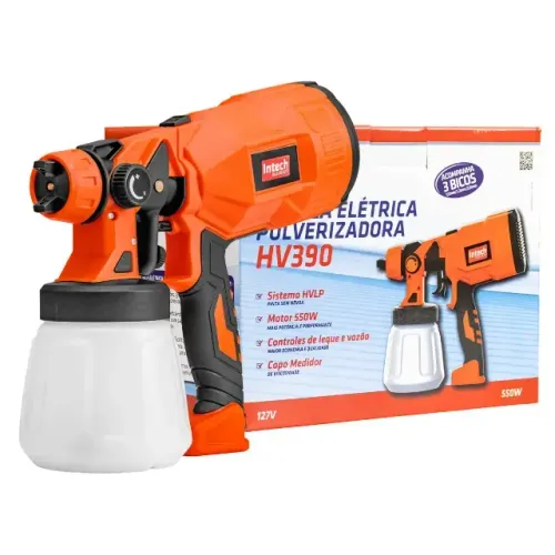 Pistola Elétrica Pulverizadora Hv390 Hvlp 550w 3 Bicos Intech