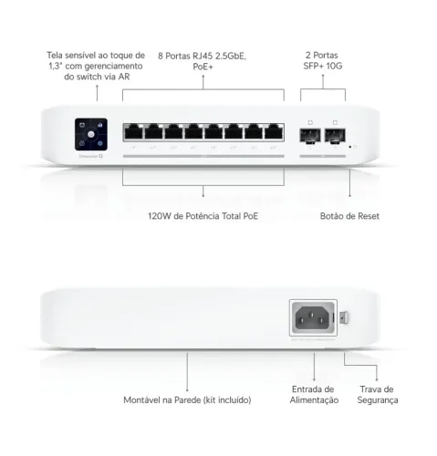 Lote / Kit Ubiquiti UniFi - Switches PoE 10G RPS + Cabos DAC