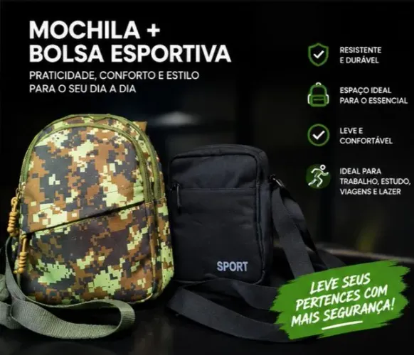 Mochila + bolsa esportiva simples