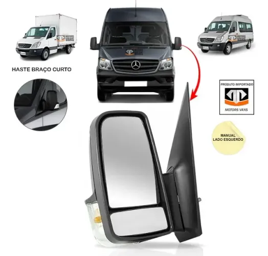 Retrovisor Esquerdo Sprinter 415 515 2012 ate 2019 C/ Pisca e Haster curta