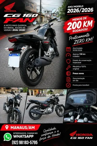 Honda CG 160 FAN 2026/2026 - Apenas 138 km!