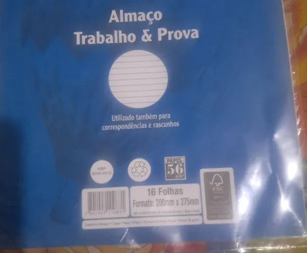 FOLHA DE OAPEL ALMAÇO - FORMATO 200 X 275MM
