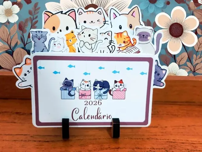 Calendário de mesa gatinho