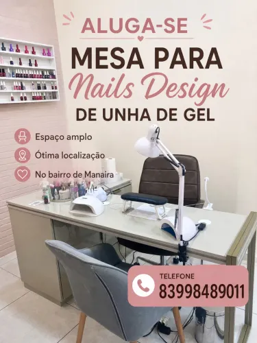 Aluguel de mesa para nails design de unhas de gel