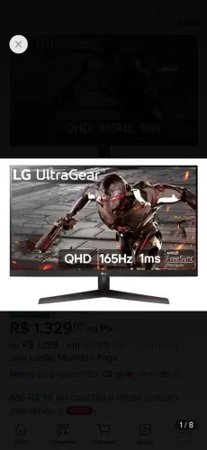 Monitor gamer 165hz e 1440p 2k