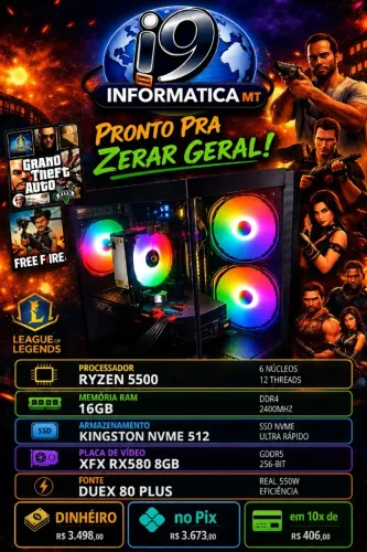 PC Gamer Ryzen 5 5500 | 16GB RAM | RX 580 8GB | SSD NVMe Kingston 512GB