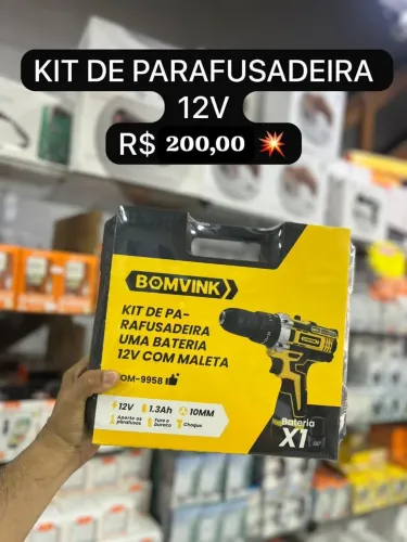 Parafusadeira 12v e bateria kit com maleta - entrega em slz e região