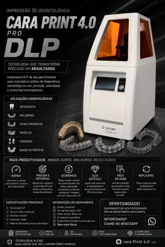 Cara Print 4.0 PRO DLP | Impressora 3D Odontológica de Alta Precisão e Produtividade