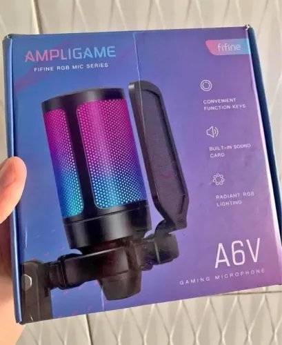 Microfone Gamer e Podcast Streaming A6v Fifine Original