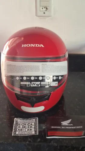 Capacete Honda Original Vermelho Tam 60 - Estado de Novo (Com Manual)