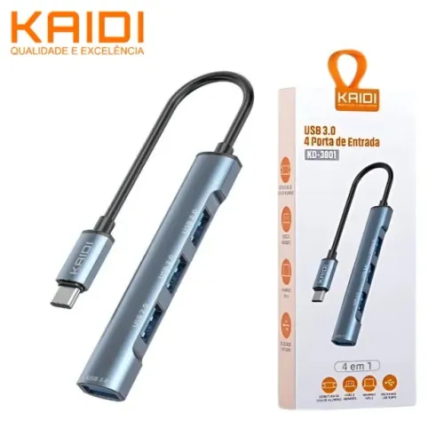 Cabo Adaptador Conversor Usb Tipo C Hub 4 Portas Usb Kaidi Kd-3801 