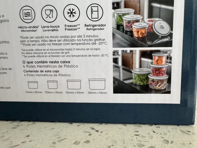 1 Conjunto de potes ELECTROLUX Herméticos de plástico 4 peças 