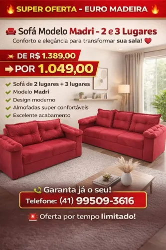 Sofá de 2 e 3 lugares Madri - Novo