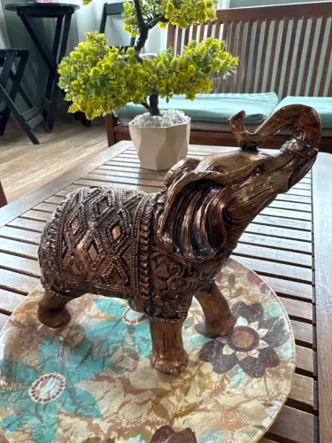 Escultura de Gesso Elefante Indiano L21cm/A17cm