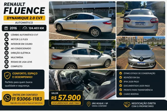 Renault Fluence Sed. Dynamique 2.0 16V Flex Aut. 2016