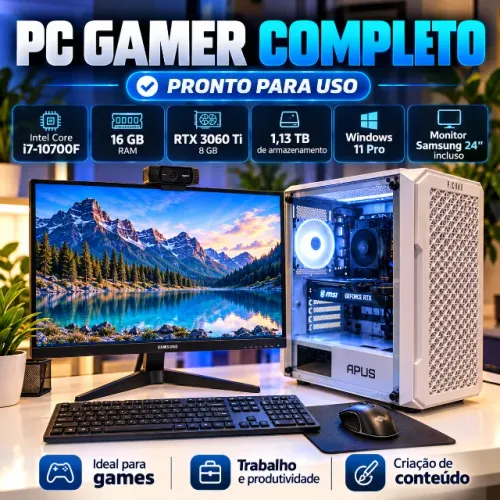 PC Gamer Completo i7 10700F RTX 3060 Ti 16GB + Monitor Samsung 24?