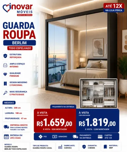 Guarda Roupa Berlim Espelhado