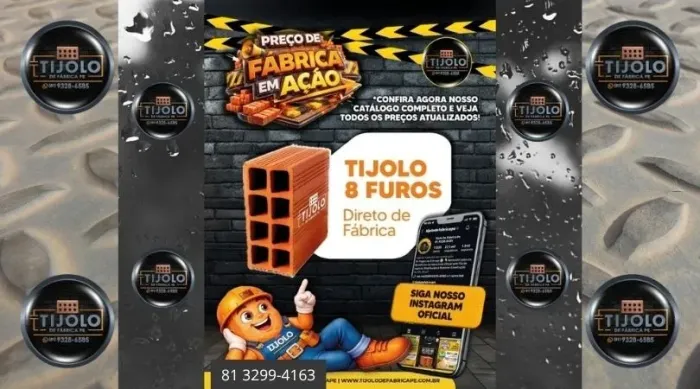 tijolo 8 furos 5 milheiros direto de fábrica 