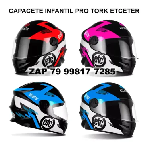 Capacete Infantil ProTork Moto Seguro Etceter tamanho 53/54