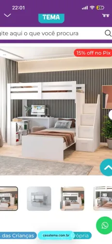 Beliche Multifuncional Solteiro Adulto com Escrivaninha Star Office Casatema Branco Branco