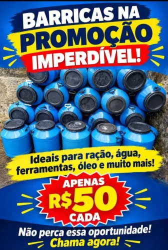Barricas de 50 litros com tampa de rosca