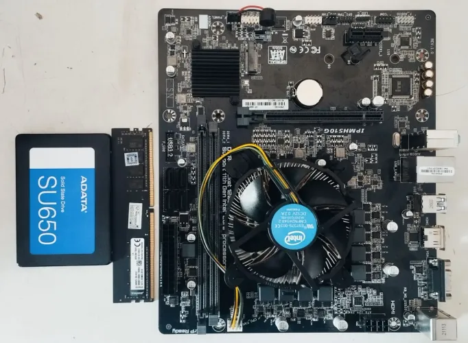 Kit placa mãe PCware H510, processador i3 décima geração, memória RAM DDR4 8GB, SSD ADATA