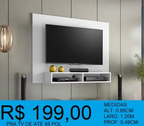 Painel p/ tv de até 49 pol larg: 1,20m - a pronta entrega e frete grátis!